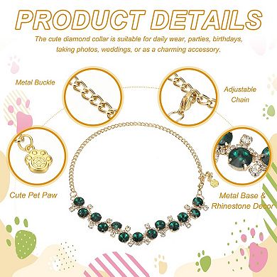 Dog Necklace Collar Pets Pearls Crystal Wedding Metal Collar 1Pc