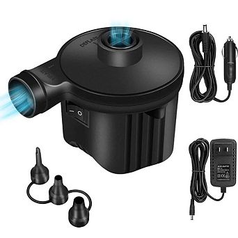 Swtroom Electric Air Pump Portable Quick-Filled with 3 Nozzles for Outdoor Camping Inflatables