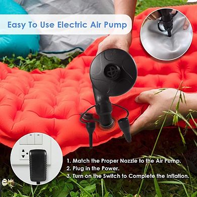Swtroom Electric Air Pump Portable Quick-Filled with 3 Nozzles for Outdoor Camping Inflatables