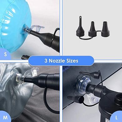 Swtroom Electric Air Pump Portable Quick-Filled with 3 Nozzles for Outdoor Camping Inflatables