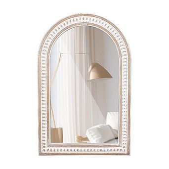 Arched Boho Wooden Frame Wall Mirror