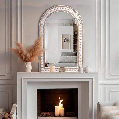 Arched Boho Wooden Frame Wall Mirror