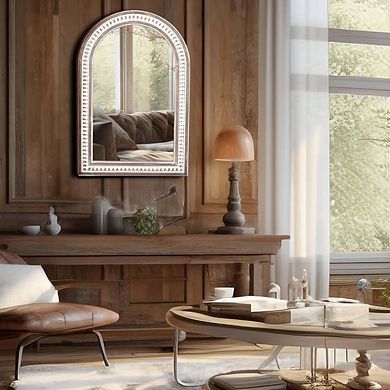Arched Boho Wooden Frame Wall Mirror