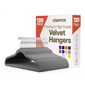 Campior Velvet Hangers, Non-Slip, 360° Swivel Hook, Space-Saving, Pack of 120