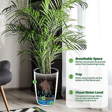 16" Planters Set of 2, Self Watering Pots, Flower Pots With Built-In Drainage and Visual Water Level