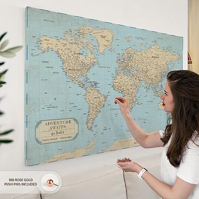 Adventure Awaits IV Push Pin World Map