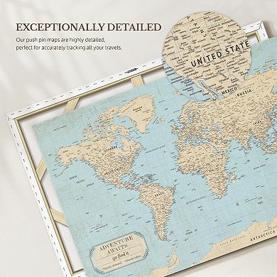 Adventure Awaits IV Push Pin World Map