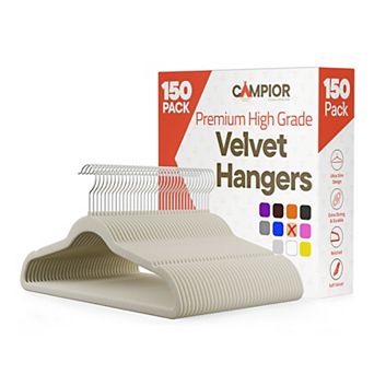 Campior Velvet Hangers, Non-Slip, 360° Swivel Hook, Space-Saving, Pack of 150