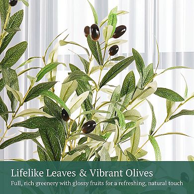 Swtroom Artificial Olive Trees 7 ft Large Olive Plants with White Planter Home Decor