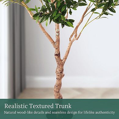 Swtroom Artificial Olive Trees 7 ft Large Olive Plants with White Planter Home Decor