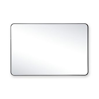 SUMERAIN Rounded Corner Mirror 24"x36", Metal Frame, Shatterproof Tempered Glass Square Wall Mirror