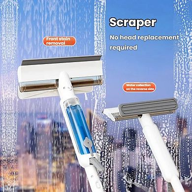 4-in-1 Window Cleaning Kit With Spray Window Wiper, 75-inch Extension Rod, Squeegee Cleaner Set