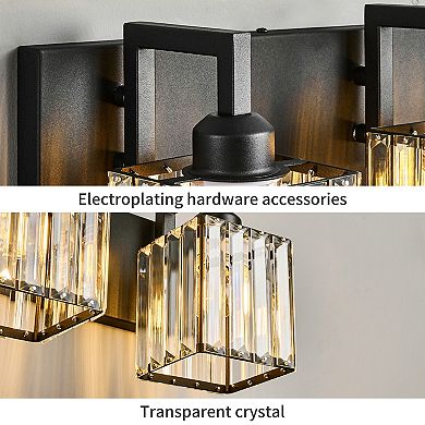 ZLAIQB 3-Light Black Modern Crystal Bathroom Wall Lamp