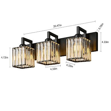 ZLAIQB 3-Light Black Modern Crystal Bathroom Wall Lamp