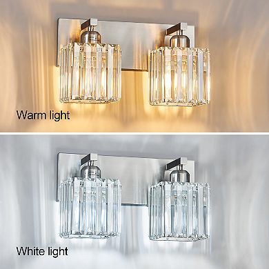 Modern Crystal Vanity Light, Sleek Metal Wall Sconce for Bathroom, Bedroom Vanity Mirror