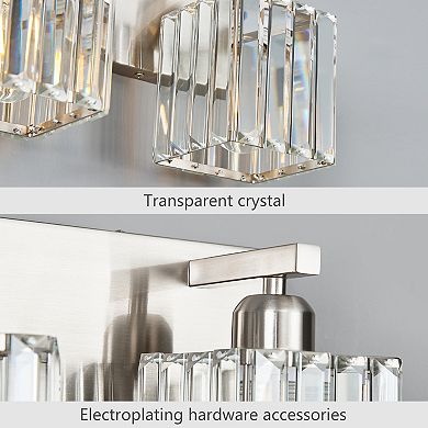 Modern Crystal Vanity Light, Sleek Metal Wall Sconce for Bathroom, Bedroom Vanity Mirror
