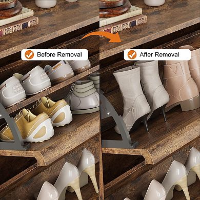 Shoe Cabinet with 4 Flip Drawers Hidden Entryway Shoe Storage Organizer with Adjustable Shelves