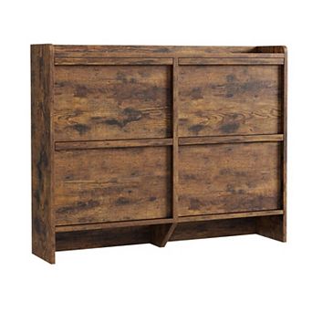 Shoe Cabinet with 4 Flip Drawers Hidden Entryway Shoe Storage Organizer with Adjustable Shelves