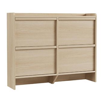 Shoe Cabinet with 4 Flip Drawers Hidden Entryway Shoe Storage Organizer with Adjustable Shelves