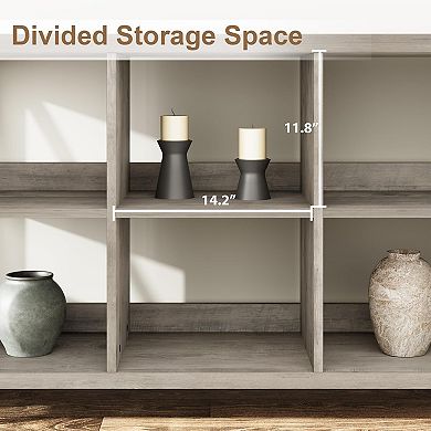 Sofa Table,3 Tier Metal Horizontal Bookshelf with 8 Cube Storage for Living Room, Entryway