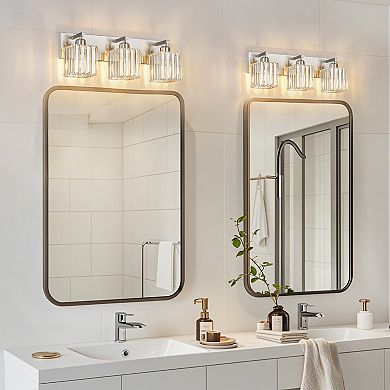 ZLAIQB 20.47" 3-Light Modern Crystal Bathroom Wall Lamp