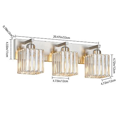 ZLAIQB 20.47" 3-Light Modern Crystal Bathroom Wall Lamp