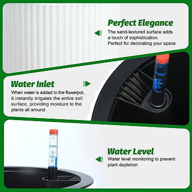 Self Watering Pots for Indoor Plants 2 Pack, 14inch Flower Pot with Water Level Indicator