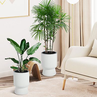 Self Watering Pots for Indoor Plants 2 Pack, 14inch Flower Pot with Water Level Indicator