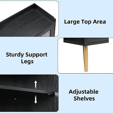 Shoe Storage Cabinet with Glass Doors 5-Tier Freestanding Shoe Organizer