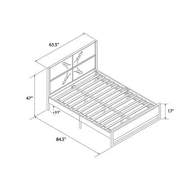 Lufeiya Queen Platform Bed Frame with Chevron Wood Headboard, Sled Footboard, Storage Clearance