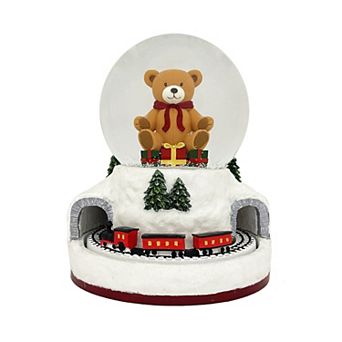 St. Nicholas Square® Teddy Bear & Rotating Train Musical Snow Globe Table Decor