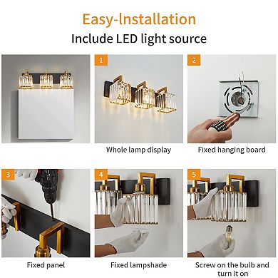 ZLAIQB 20.47" 3-Light Modern Crystal Bathroom Wall Lamp