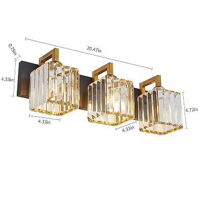 ZLAIQB 20.47" 3-Light Modern Crystal Bathroom Wall Lamp