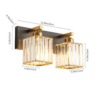 ZLAIQB 12.59" 2-Light Modern Crystal Bathroom Wall Lamp