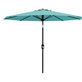 9 ft Outdoor Patio Umbrella 8 Sturdy Ribs Outdoor Table Umbrella with Crank Lift & Push Button Tilt