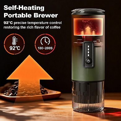 GVODE Rechargeable Electric Portable Espresso Machine 20 Bar, Fits Pods & Ground, Car/ Offfice/ Home