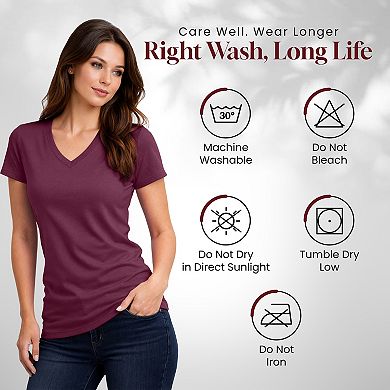 Women's V-Neck T-Shirt Soft Stretch, Solid Colors, Casual Tee with Short Sleeves - WOVA COUTURE