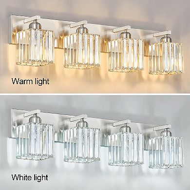 Modern Crystal Vanity Light, Sleek Metal Wall Sconce for Bathroom, Bedroom Vanity Mirror