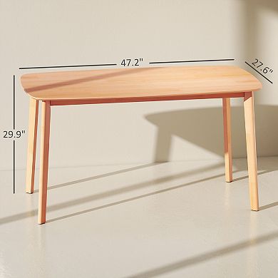 HOMCOM Wood Dining Table for 6, 47inch Rectangular Kitchen Table, Natural
