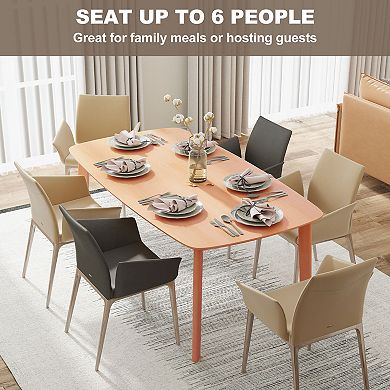 HOMCOM Wood Dining Table for 6, 47inch Rectangular Kitchen Table, Natural