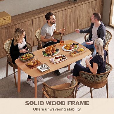 HOMCOM Wood Dining Table for 6, 47inch Rectangular Kitchen Table, Natural