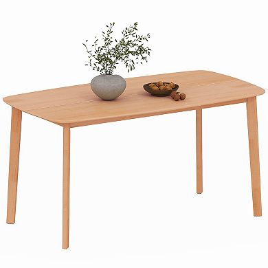 HOMCOM Wood Dining Table for 6, 47inch Rectangular Kitchen Table, Natural