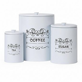 Set of 3 Farmhouse Canisters,Kitchen Storage Jars with Airtight Lids