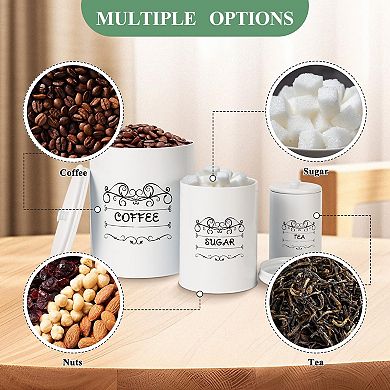 Set of 3 Farmhouse Canisters,Kitchen Storage Jars with Airtight Lids