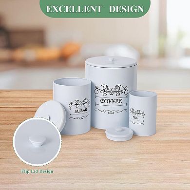 Set of 3 Farmhouse Canisters,Kitchen Storage Jars with Airtight Lids