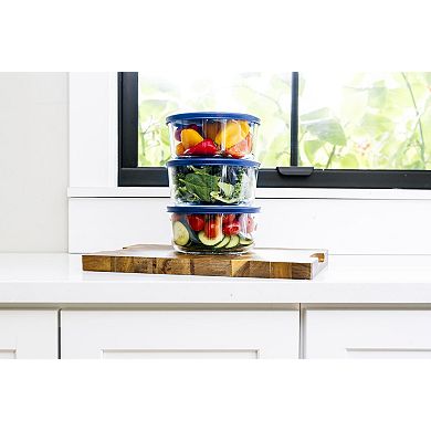 Dura Living™ 6-Piece, 4 Cup Glass Food Round Stackable Storage Set