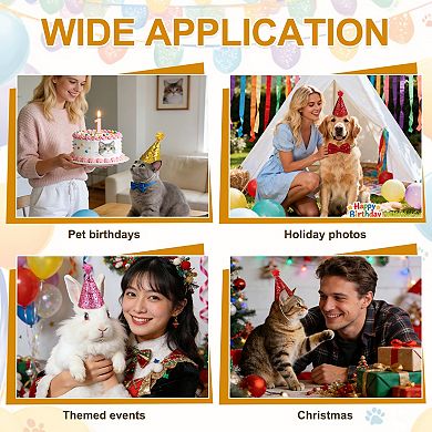 1Pc Mini Small Dog Hats Birthday Party Hat with Pompons, 2.95x4.72 Inch