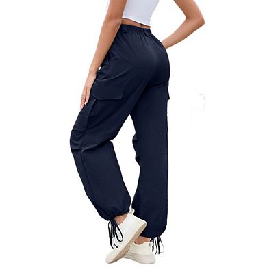 Cargo Jogger Parachute Pants For Women Casual Baggy Low Waist Drawstring Light Y2K Pants