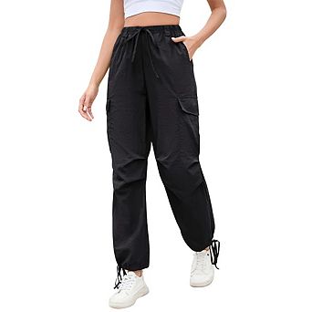 Cargo Jogger Parachute Pants For Women Casual Baggy Low Waist Drawstring Light Y2K Pants