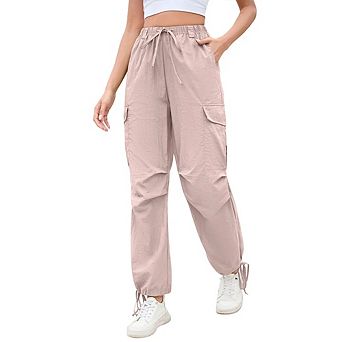 Cargo Jogger Parachute Pants For Women Casual Baggy Low Waist Drawstring Light Y2K Pants